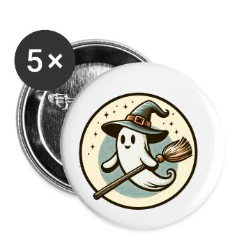 Funny Witch Spirit Witch Broom Vintage Art Style - Buttons small 1''/25 mm (5-pack) - white - Front
