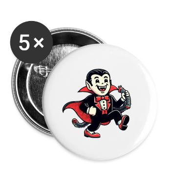 Décoration de costume de vampire d’Halloween de style vintage rétro - Lot de 5 petits badges (25 mm) - blanc - Devant