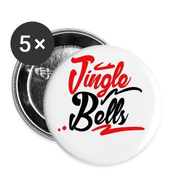 Jingle Bells Weihnachten - Buttons klein 25 mm (5er Pack) - Weiß - Vorne