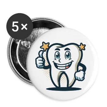 Zahn Kostüm Lustiges Zähne Design - Buttons klein 25 mm (5er Pack) - Weiß - Vorne