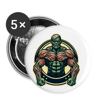 Muscular Bodybuilder Halloween Costume Decoration - Buttons small 1''/25 mm (5-pack) - white - Front