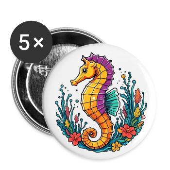 Sea horse - Buttons small 1''/25 mm (5-pack) - white - Front