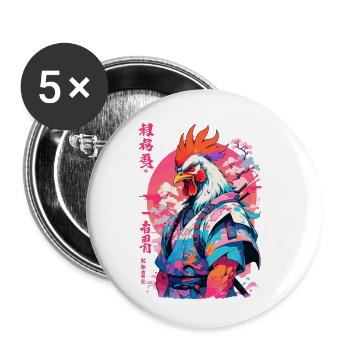 Rooster Yokai Vaporwave Aesthetic Samurai Art - Buttons small 1''/25 mm (5-pack) - white - Front