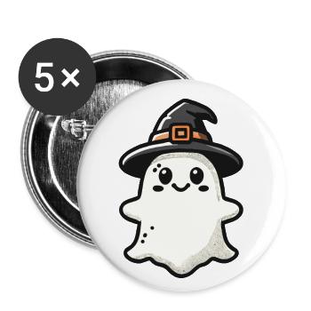 Funny Witch Ghost Spooky Party - Buttons small 1''/25 mm (5-pack) - white - Front