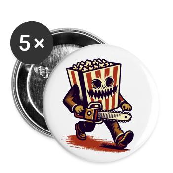 Unheimliches Psycho Popcorn Für Gruselfilme - Buttons klein 25 mm (5er Pack) - Weiß - Vorne