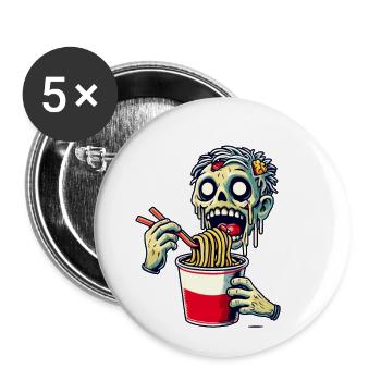 Zombie Ramen Nudeln Japanisches Essen - Buttons klein 25 mm (5er Pack) - Weiß - Vorne