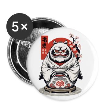 Japanischer Daruma Ästhetik Yokai Vintage - Buttons klein 25 mm (5er Pack) - Weiß - Vorne