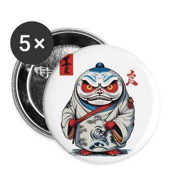 Japanischer Daruma Ästhetik Yokai Vintage - Buttons klein 25 mm (5er Pack) - Weiß - Vorne