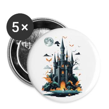 Spooky Haunted Castle Magical Haunted Castle - Buttons small 1''/25 mm (5-pack) - white - Front