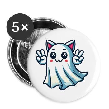 Katzenohren Gespenst Kostümidee Kemonomimi Girl - Buttons klein 25 mm (5er Pack) - Weiß - Vorne