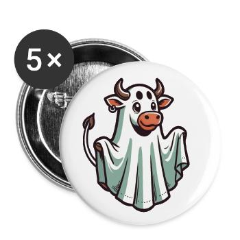 Idée de costume de drap de drap fantôme de vache drôle - Lot de 5 petits badges (25 mm) - blanc - Devant