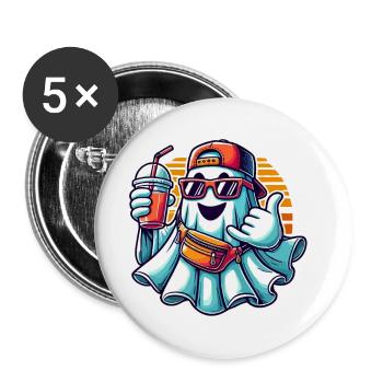 Boo-Jee Gespenst Lustiger Modischer Geist - Buttons klein 25 mm (5er Pack) - Weiß - Vorne