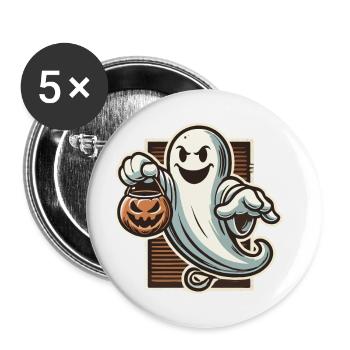 Niedliches Halloween Gespenst Süßes Oder Saures - Buttons klein 25 mm (5er Pack) - Weiß - Vorne