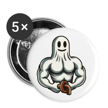 Bodybuilding Ghost Funny Gym Ghost - Buttons small 1''/25 mm (5-pack) - white - Front