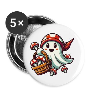 Mushroom Picker Ghost Funny Halloween Design - Buttons small 1''/25 mm (5-pack) - white - Front