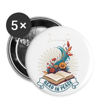 Drôle d’amateur de livres Design Lire en paix - Lot de 5 petits badges (25 mm) - blanc - Devant