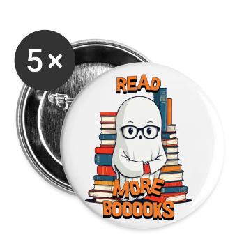 Niedliches Buchliebhaber Gespenst Kostümidee - Buttons klein 25 mm (5er Pack) - Weiß - Vorne