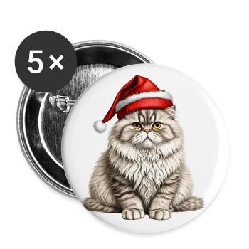 Christmas Persian cat - Buttons small 1''/25 mm (5-pack) - white - Front