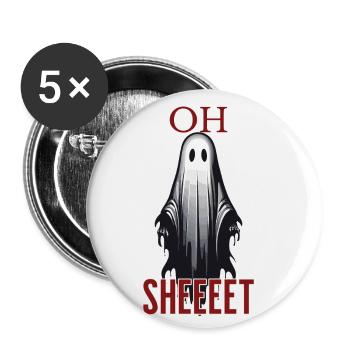 Halloween Oh Feuille Fantôme Drôle - Lot de 5 petits badges (25 mm) - blanc - Devant