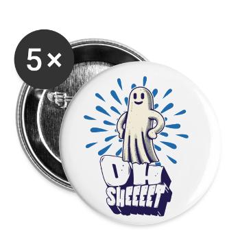 Halloween Fun Oh Feuille Fantôme Drôle - Lot de 5 petits badges (25 mm) - blanc - Devant