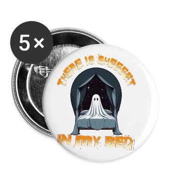 Humour fantôme d’Halloween au lit - Lot de 5 petits badges (25 mm) - blanc - Devant