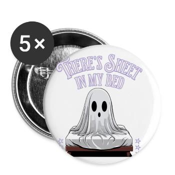 Drap d’Halloween au lit drôle de dicton - Lot de 5 petits badges (25 mm) - blanc - Devant