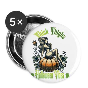 Funny Halloween Thick Thighs Vibes - Buttons small 1''/25 mm (5-pack) - white - Front
