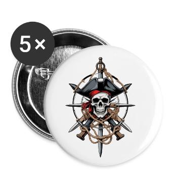 Drôle de Pirate Tenue Jolly Roger Design - Lot de 5 petits badges (25 mm) - blanc - Devant