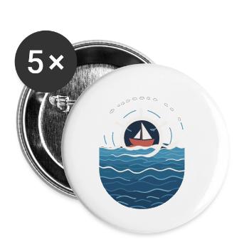 Kapitän Auf Hoher See Mit Bootsmotiv - Buttons klein 25 mm (5er Pack) - Weiß - Vorne