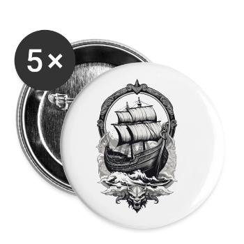 Abenteuerliche Wikinger Reise Auf Hoher See - Buttons klein 25 mm (5er Pack) - Weiß - Vorne
