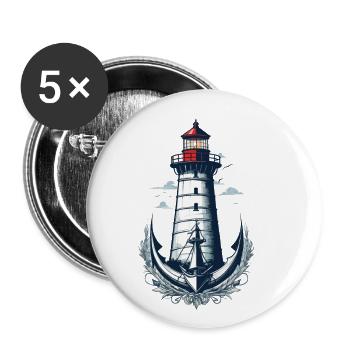 Lighthouse Hobby Fisherman Seafarer Sea Lover - Buttons small 1''/25 mm (5-pack) - white - Front
