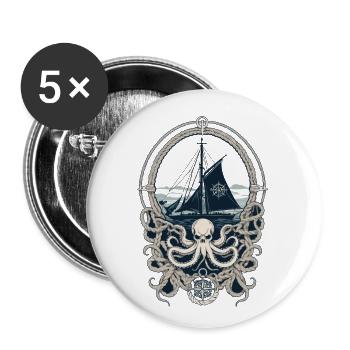 Krake Seeungeheuer Hobby Fischer Seefahrer - Buttons klein 25 mm (5er Pack) - Weiß - Vorne