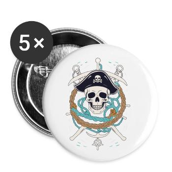 Drôle de Pirate Tenue Jolly Roger Design - Lot de 5 petits badges (25 mm) - blanc - Devant
