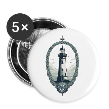 Lighthouse Hobby Fisherman Seafarer Sea Lover - Buttons small 1''/25 mm (5-pack) - white - Front