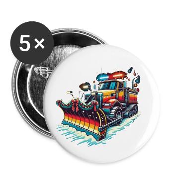 Winter Weihnachten Schneeräummaschine Fahrzeug - Buttons klein 25 mm (5er Pack) - Weiß - Vorne