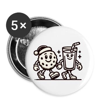 Biscuit Vintage De Noël Et Lait Fun - Lot de 5 petits badges (25 mm) - blanc - Devant