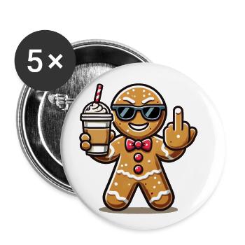 Christmas gingerbread man with attitude - Buttons small 1''/25 mm (5-pack) - white - Front