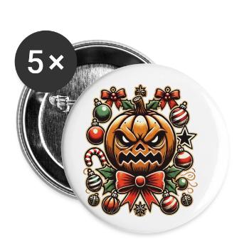 Halloween pumpkin with Christmas decoration - Buttons small 1''/25 mm (5-pack) - white - Front