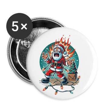 Santa Claus Electrocution Chaos Humor - Buttons small 1''/25 mm (5-pack) - white - Front