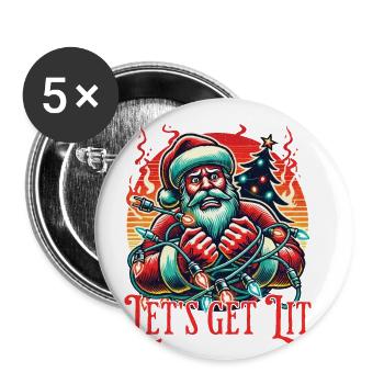 Christmas fun with Let's Get Lit motif - Buttons small 1''/25 mm (5-pack) - white - Front
