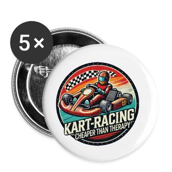 Kart-Racing Günstiger Als Therapie Go-Kart Spaß - Buttons klein 25 mm (5er Pack) - Weiß - Vorne