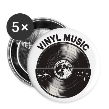 Disque vinyle Amateurs de musique - Lot de 5 petits badges (25 mm) - blanc - Devant