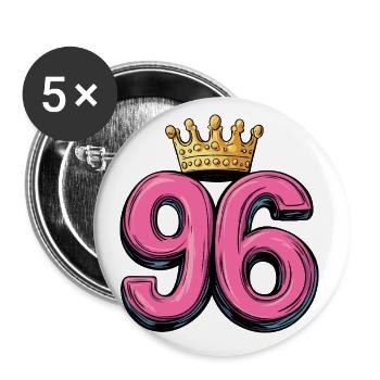 96 Nombre Couronne - Lot de 5 petits badges (25 mm) - blanc - Devant