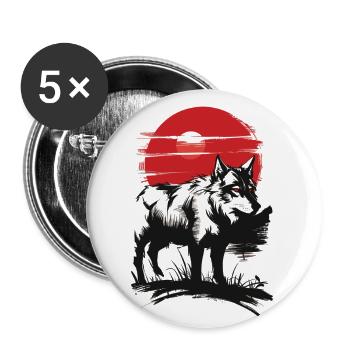 Mystischer Wolf bei Sonnenuntergang - Buttons klein 25 mm (5er Pack) - Weiß - Vorne