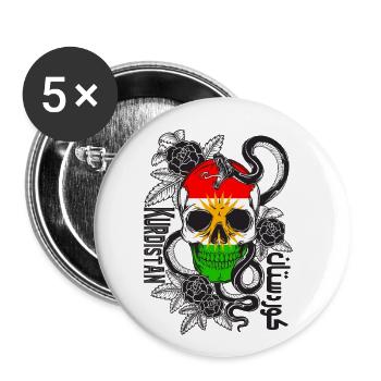 Drapeau du Kurdistan Bakur Bashur Rojava Rojhlt Newroz - Lot de 5 petits badges (25 mm) - blanc - Devant