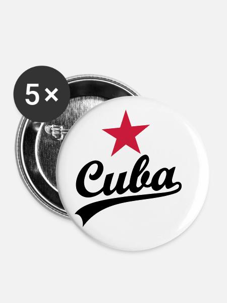CUBA OLDSCHOOL SWOSH - Buttons klein 25 mm (5er Pack) - Weiß