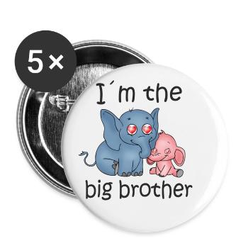 Ich bin der Große Bruder B - Buttons klein 25 mm (5er Pack) - Weiß - Vorne