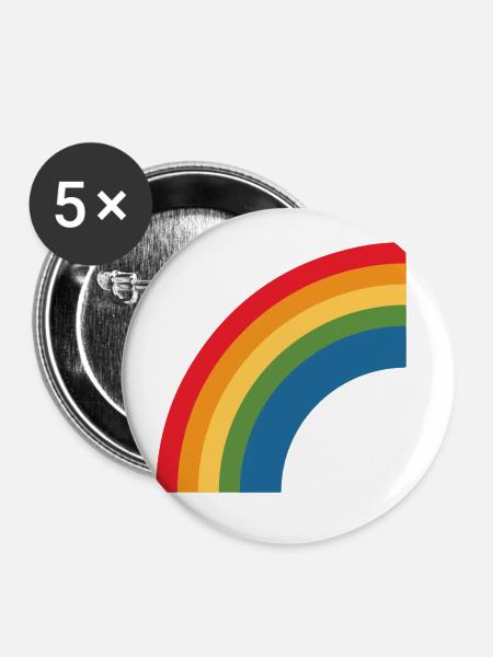 rainbow lbgt - Buttons klein 25 mm (5er Pack) - Weiß