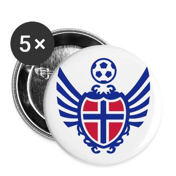Fußball Wappen (Norwegen) - Buttons klein 25 mm (5er Pack) - Weiß - Vorne