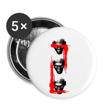Three Wise Monkeys - Buttons small 1''/25 mm (5-pack) - white - Front